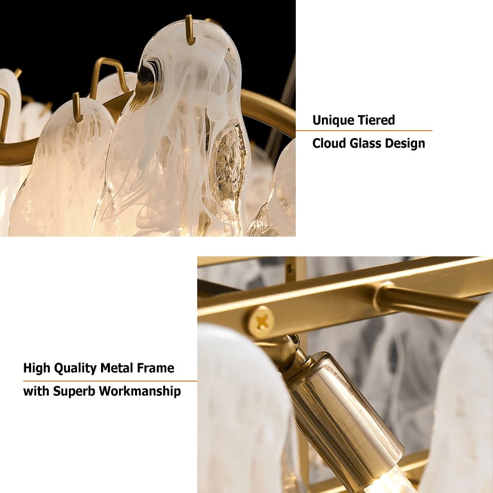 現代的なガラス製6灯シャンデリア、雲と調整可能なケーブル付き