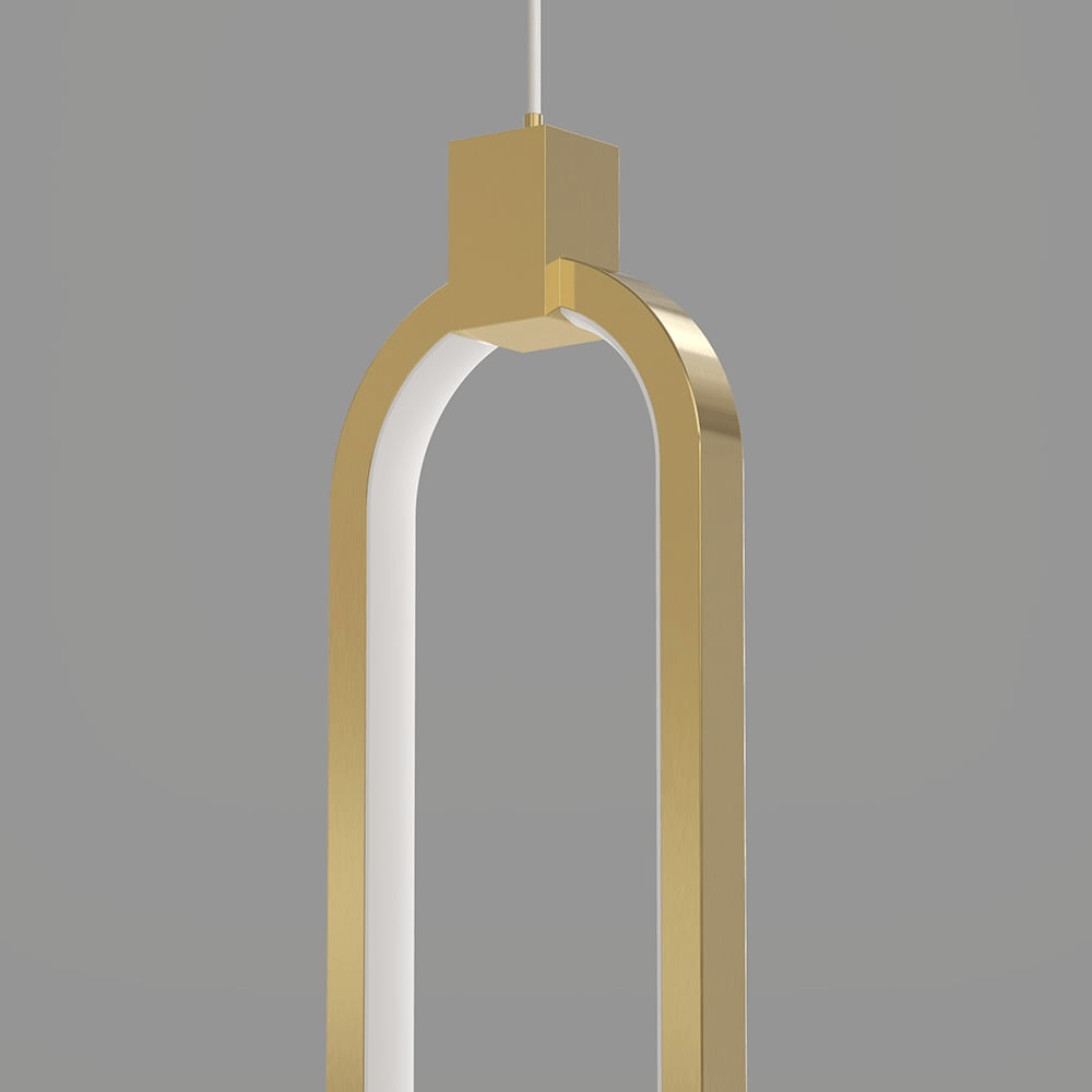 2灯式円形吊りランプ ゴールドブラス