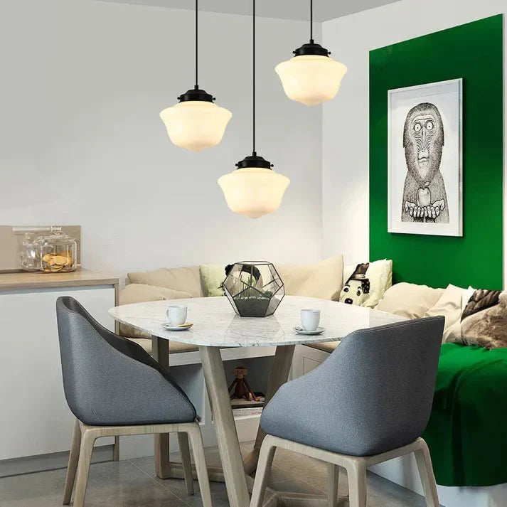 ビンテージホワイトミルクガラス幾何学的ペンダントランプ