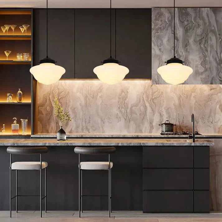 ビンテージホワイトミルクガラス幾何学的ペンダントランプ