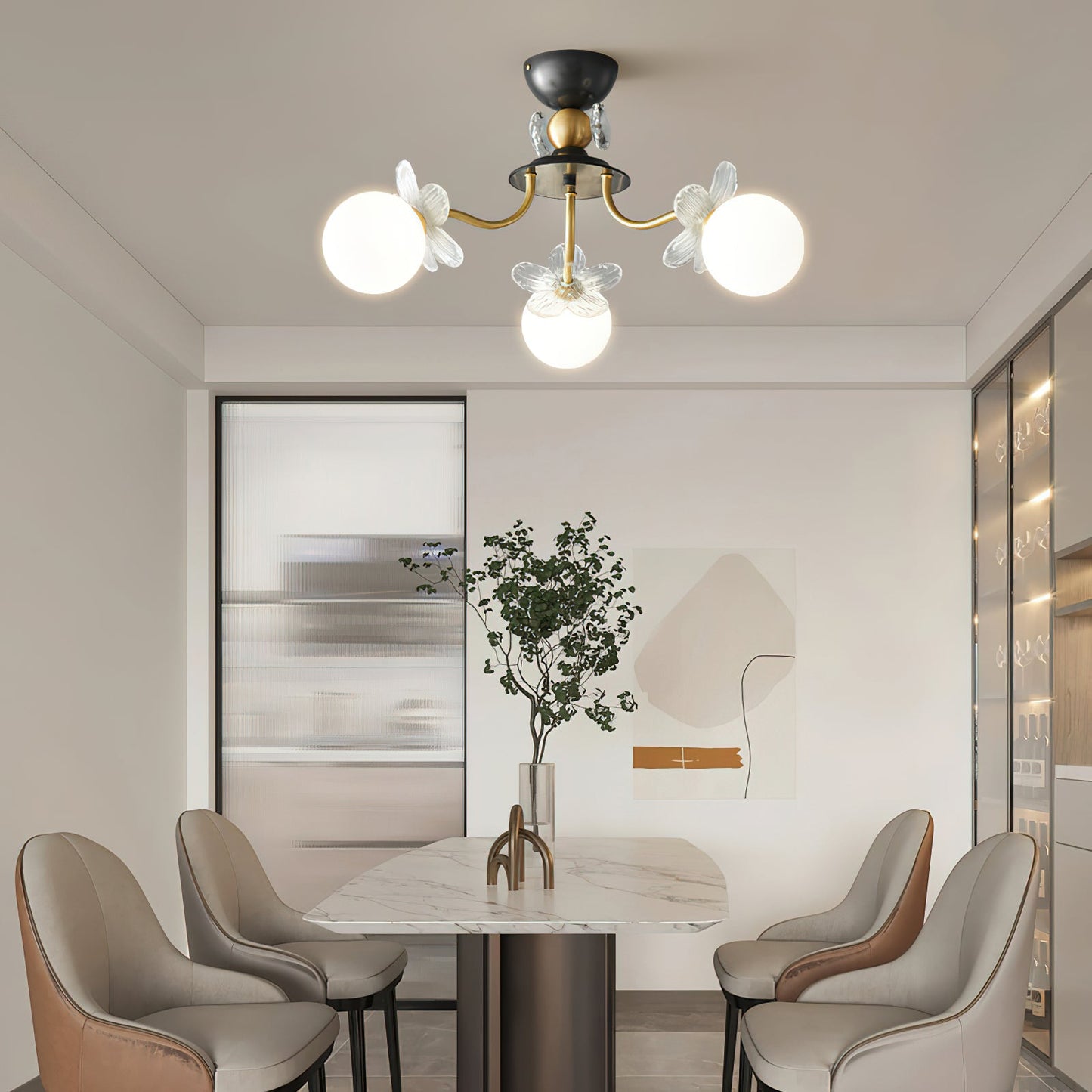 ガラスの花シャンデリア