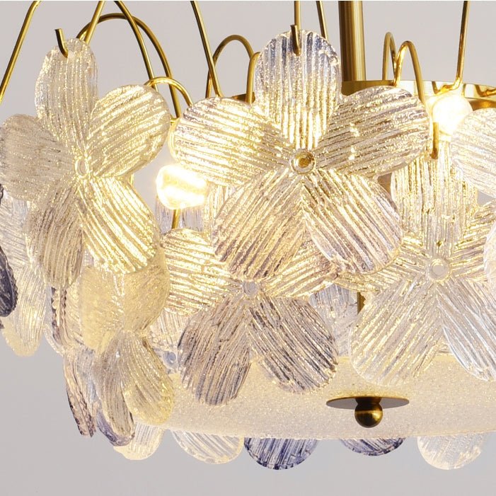 ヴィンテージの花型ステンドグラスシャンデリア