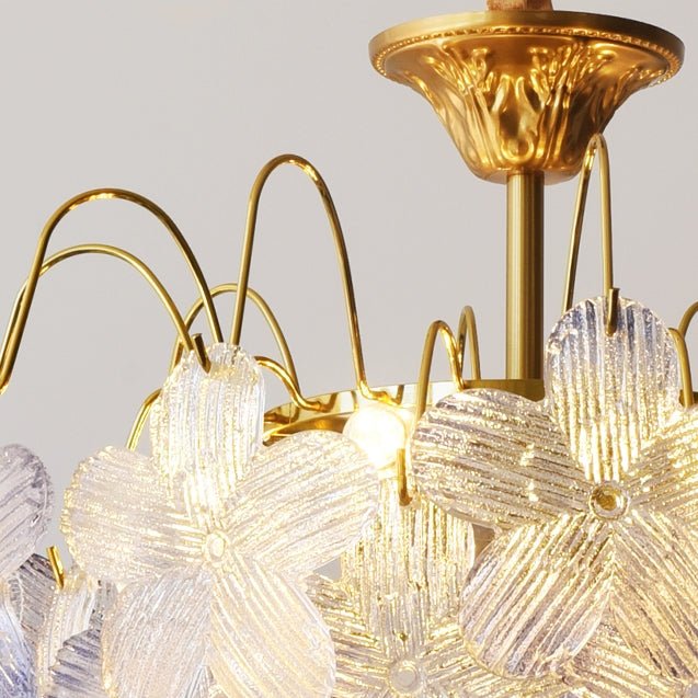 ヴィンテージの花型ステンドグラスシャンデリア