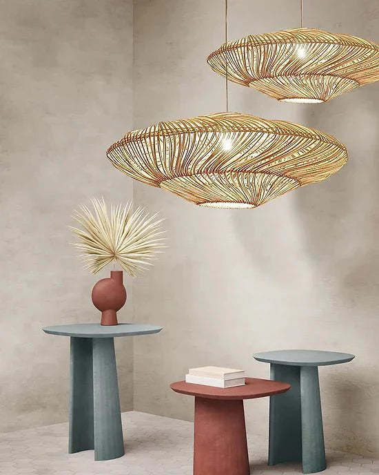 ラディアール - ラタン製のヴィンテージペンダントランプ