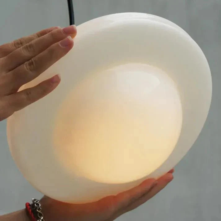 ビンテージホワイトミルクガラス幾何学的ペンダントランプ