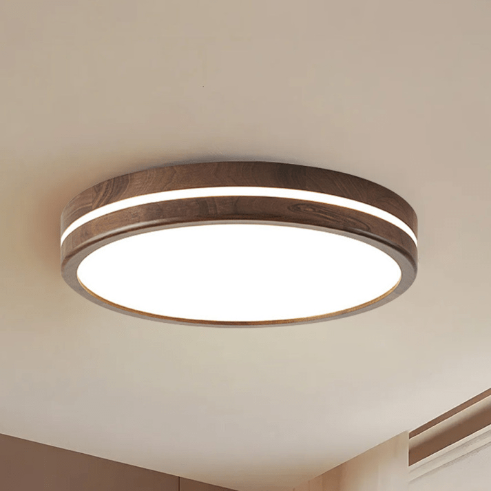 丸型木製天井照明